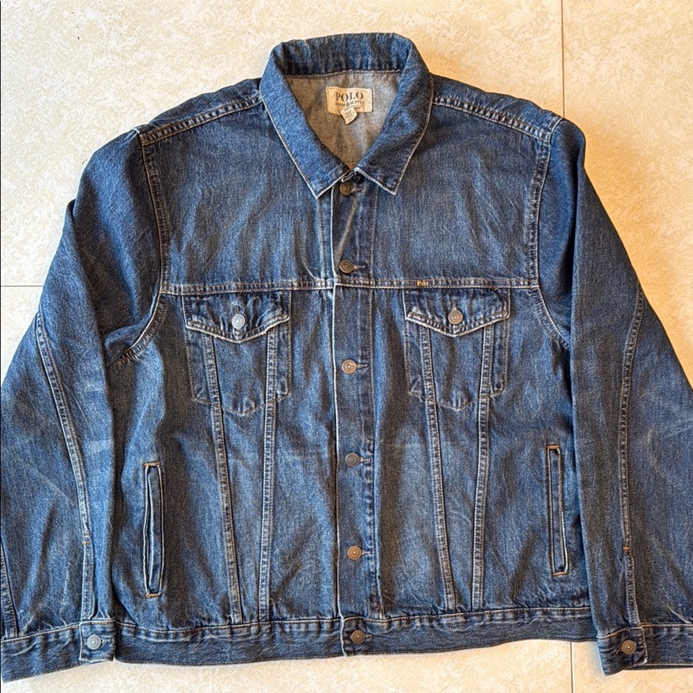Polo Denim & Supply by Ralph Lauren Blue Denim Distressed Jean Jacket Size XXL